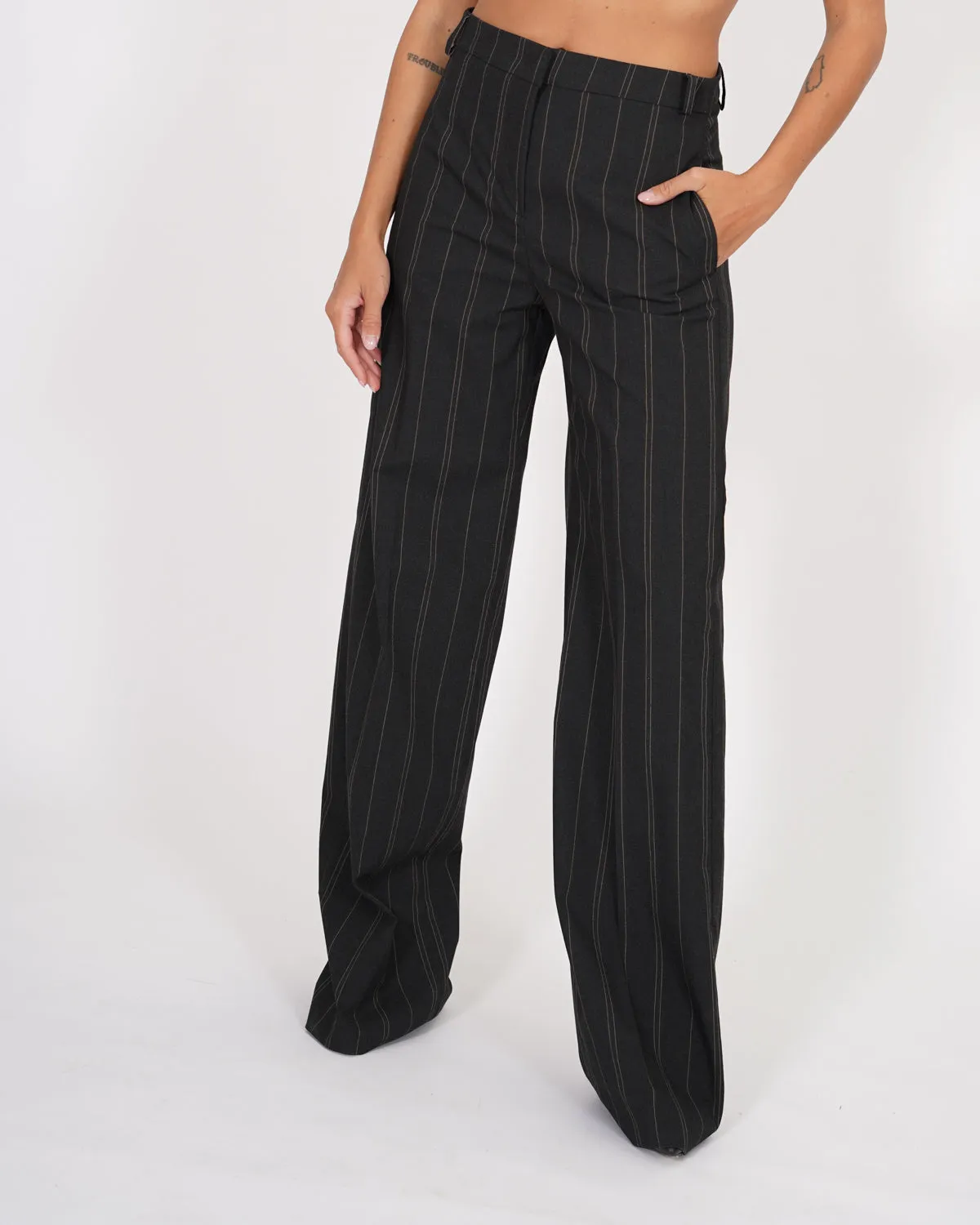 Pantaloni palazzo in mano lana gessati - Preston sold by Hope Fashion product image thumbnail 4