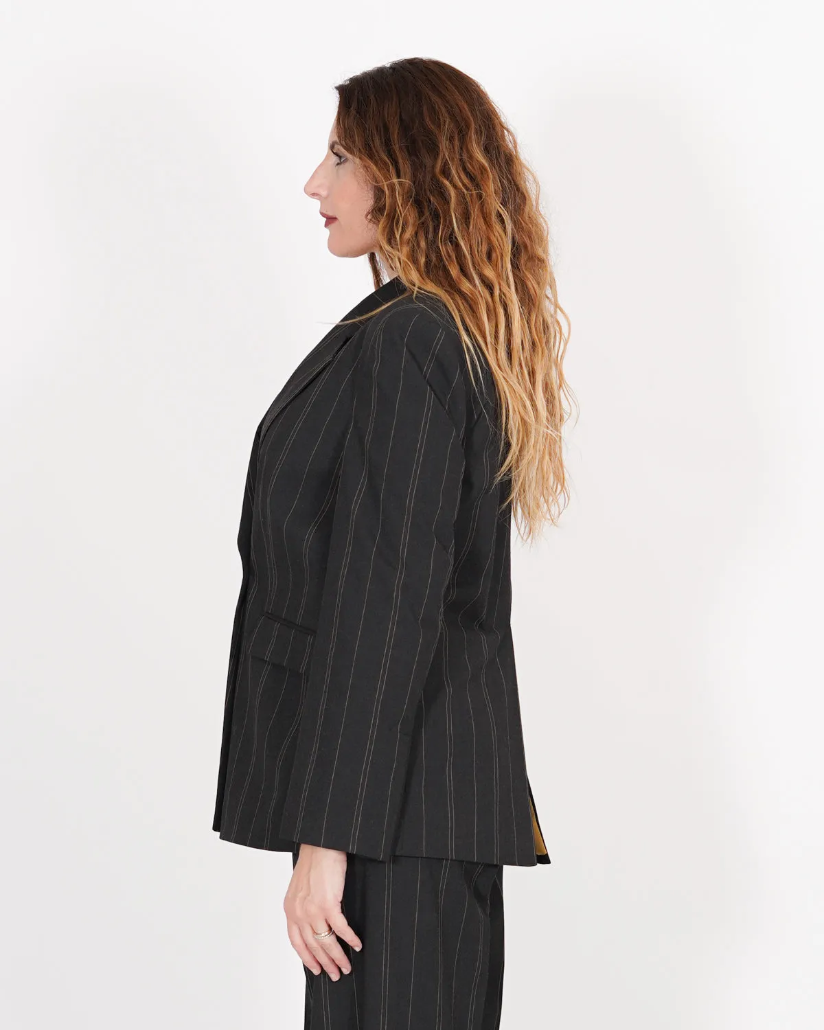 Giacca chiusura asimmetrica in mano lana gessata - Ashton sold by Hope Fashion product image thumbnail 4