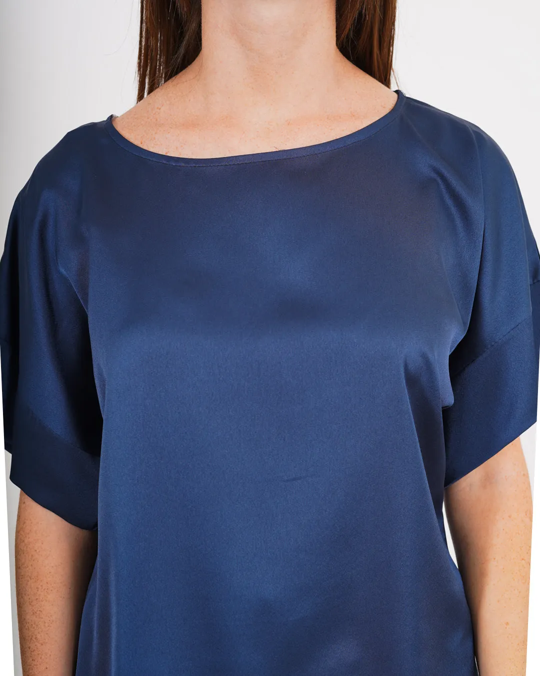 Blusa girocollo mezza manica in tessuto raso di viscosa - Trapano sold by Hope Fashion product image thumbnail 5