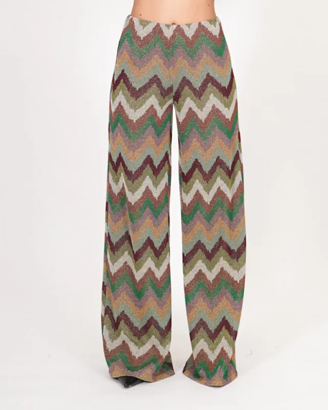 Pantaloni palazzo in trama chevron - Chiara sold by Hope Fashion