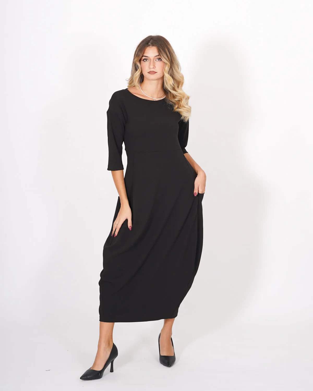 Abito girocollo con manica 3/4 e gonna ampia - Roccaraso sold by Hope Fashion