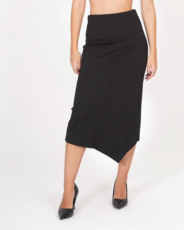 Gonna longuette asimmetrica in punto stoffa diagonale -  Esqueda sold by Hope Fashion
