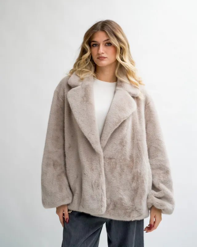 Giacca in eco fur con collo sciallato - Pantano sold by Hope Fashion