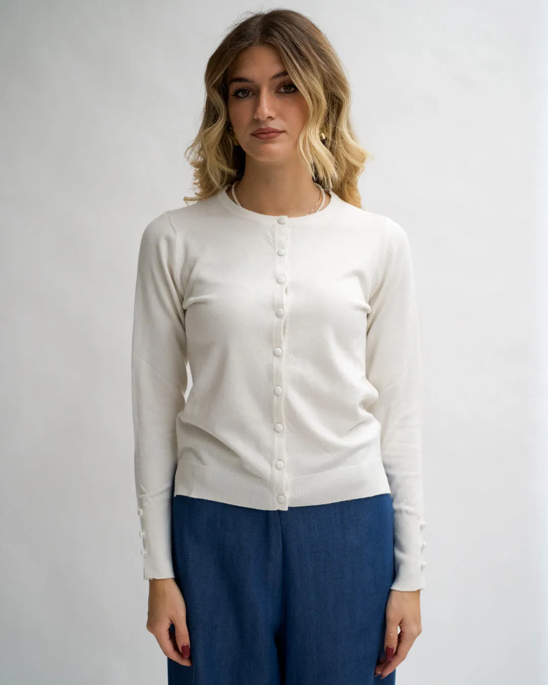 Cardigan in maglia con bottoni tono su tono - Miglio sold by Hope Fashion