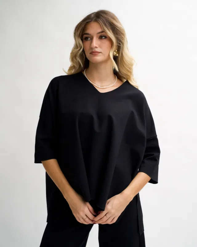 Felpa over con scollo a v in punto stoffa - Bagheria sold by Hope Fashion