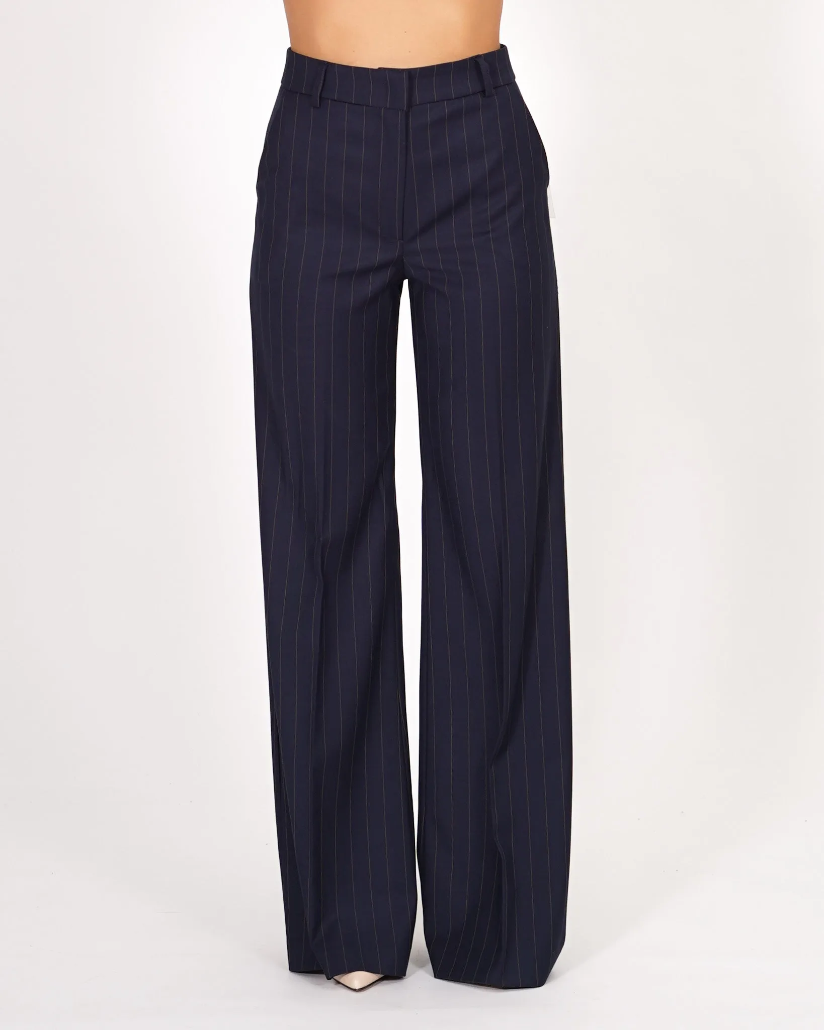 Pantaloni palazzo in fresco lana gessati - Roberts sold by Hope Fashion