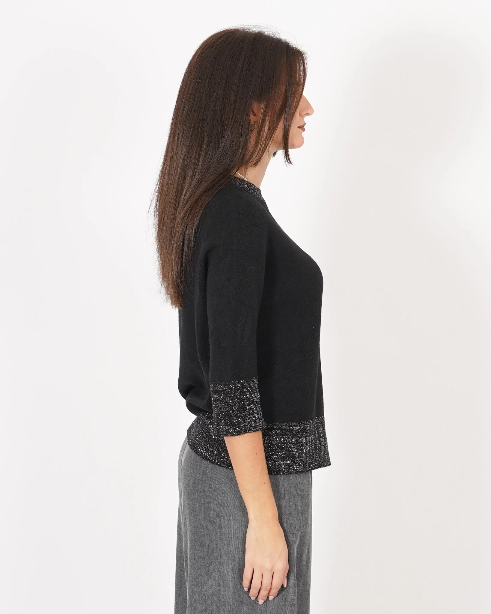 Maglia girocollo con collo, polsi e bustino in contrasto lurex - Herman sold by Hope Fashion product image thumbnail 2