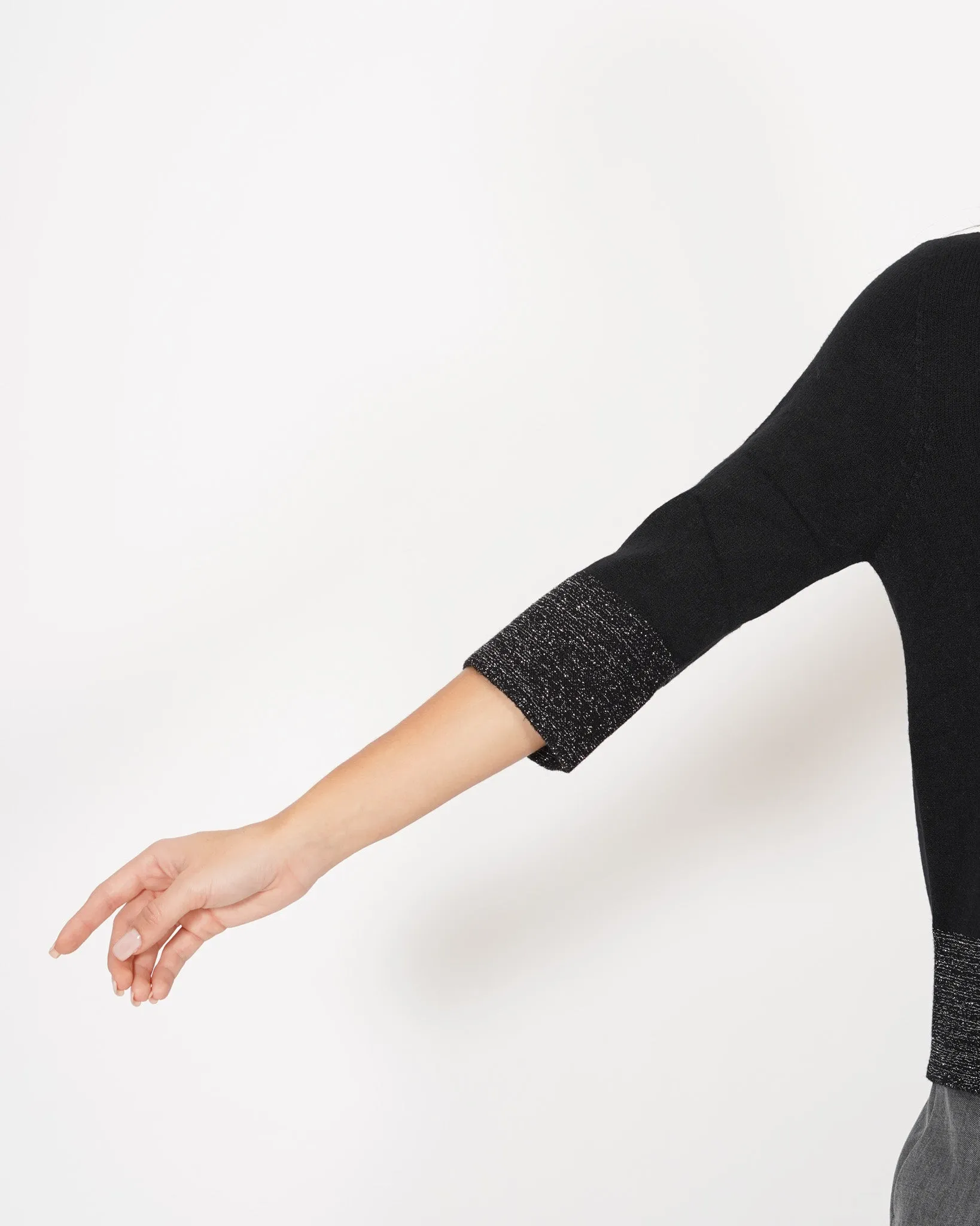 Maglia girocollo con collo, polsi e bustino in contrasto lurex - Herman sold by Hope Fashion product image thumbnail 5