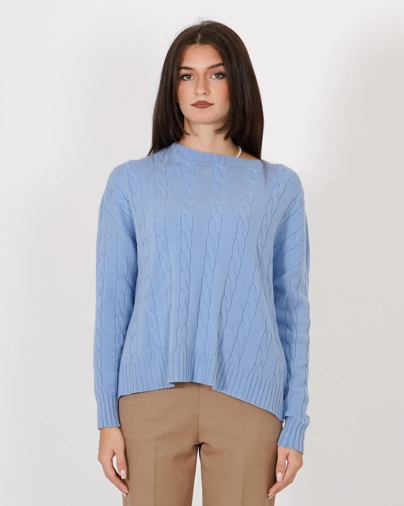 Maglia girocollo con trama a treccia - Salgemma sold by Hope Fashion