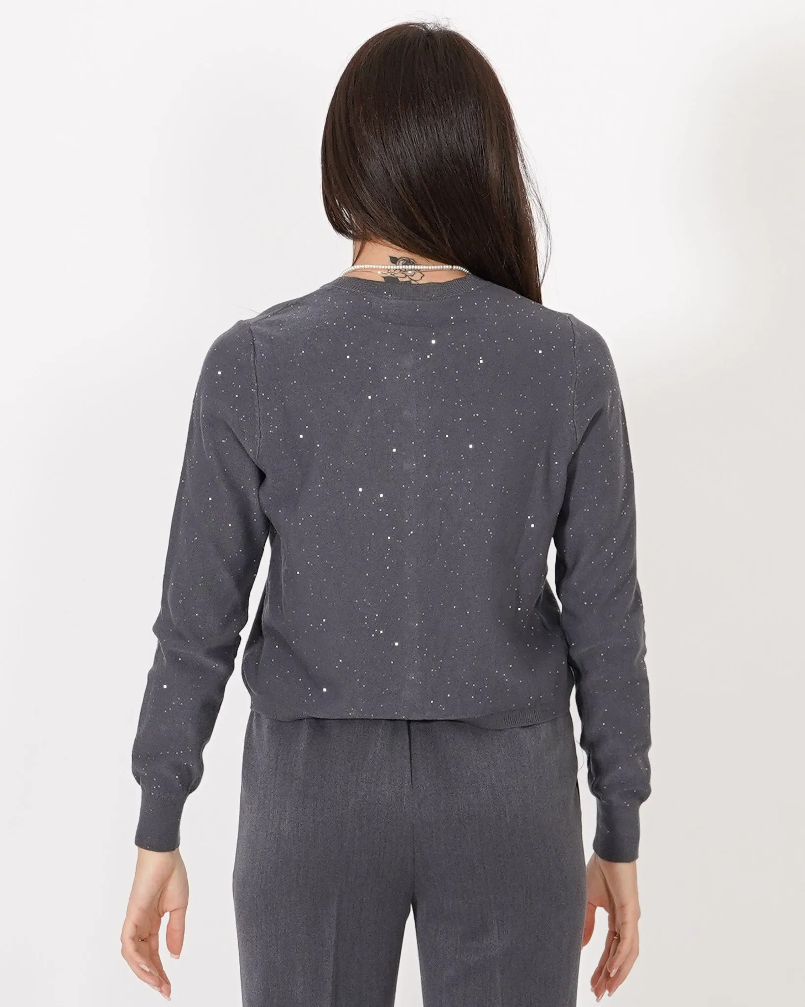 Cardigan in maglia con micro paillettes e bottoni rivestiti - Elias sold by Hope Fashion product image thumbnail 3