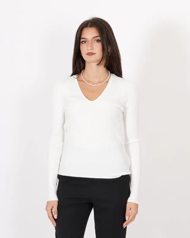 Maglia a costine con scollo a V - Verdesca sold by Hope Fashion