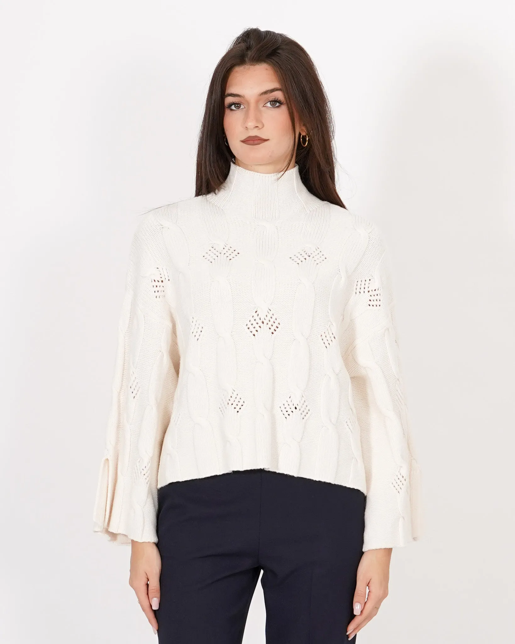 Collo alto con trama a treccia e manica ampia - Siderite sold by Hope Fashion product image thumbnail 2