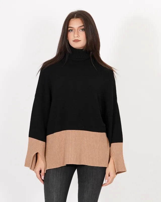Maglia collo alto bicolor con maniche ampie - Grissino sold by Hope Fashion
