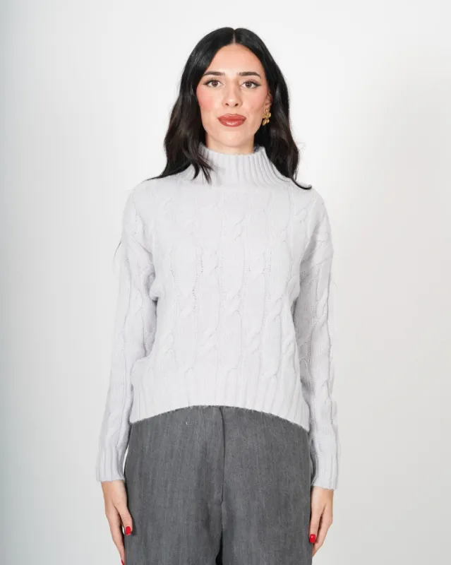 Maglia collo alto a costa con trama effetto nodo - Samba sold by Hope Fashion