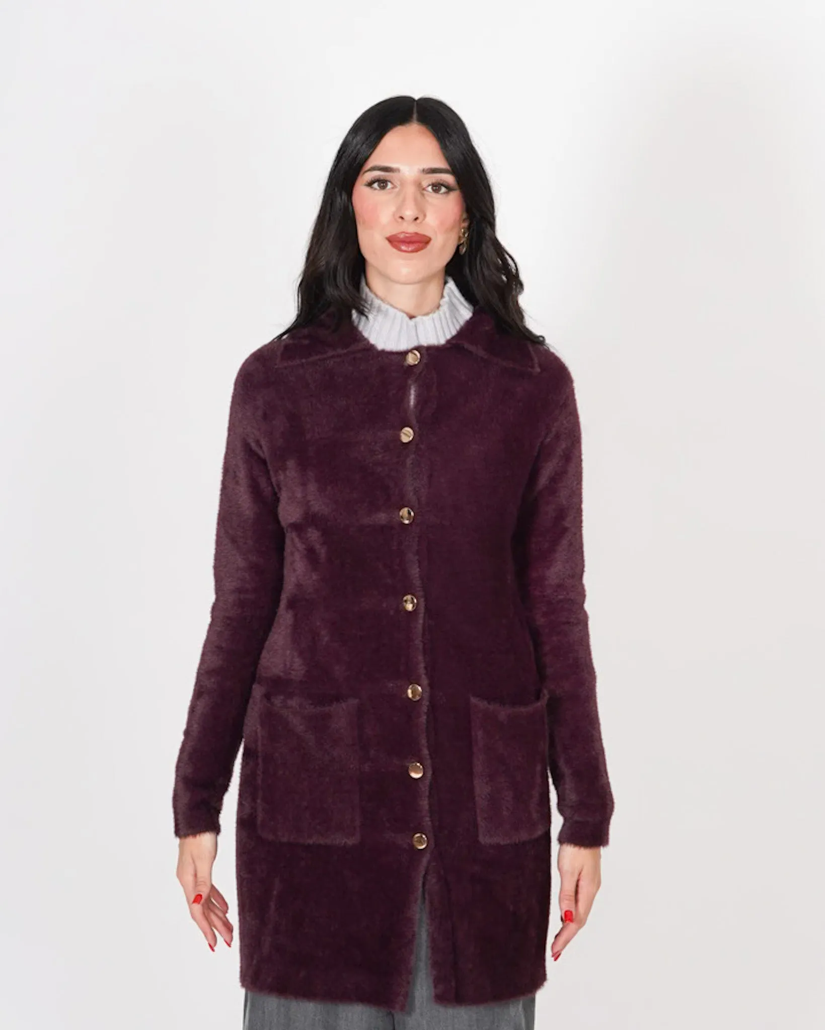 Cardigan comfort lussuoso oversize con bottoni oro - Oliver sold by Hope Fashion