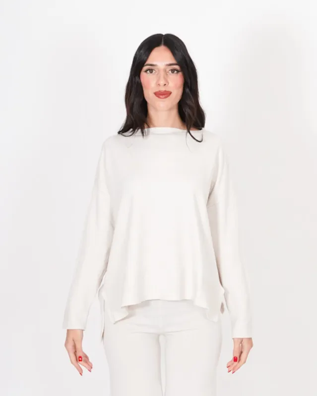 Maglia girocollo misto viscosa con spacco laterale - Helmut sold by Hope Fashion