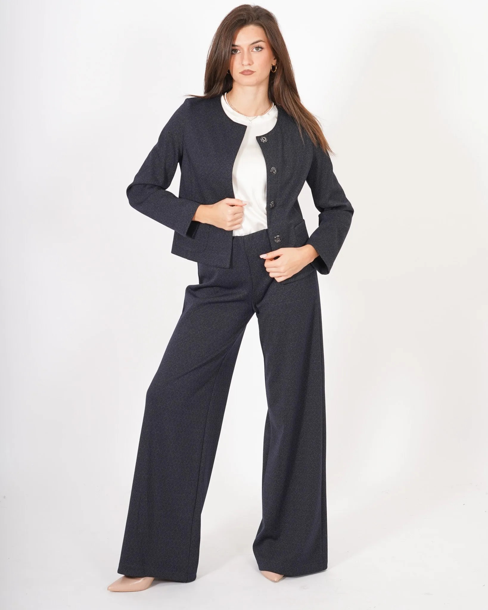 Pantaloni palazzo in punto stoffa denim - Chiara sold by Hope Fashion product image thumbnail 2