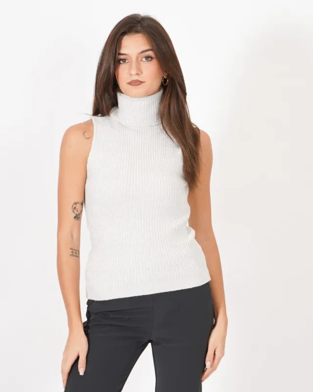 Collo alto smanicato in lurex - Almanacco sold by Hope Fashion