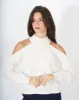 Maglia girocollo con tagli profondi sulle spalle - Alabastro sold by Hope Fashion