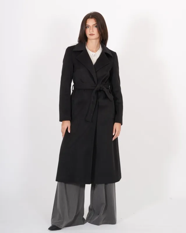 Cappotto lungo con cintura rimovibile, tasche a filo e spalla costruita - Alfa sold by Hope Fashion