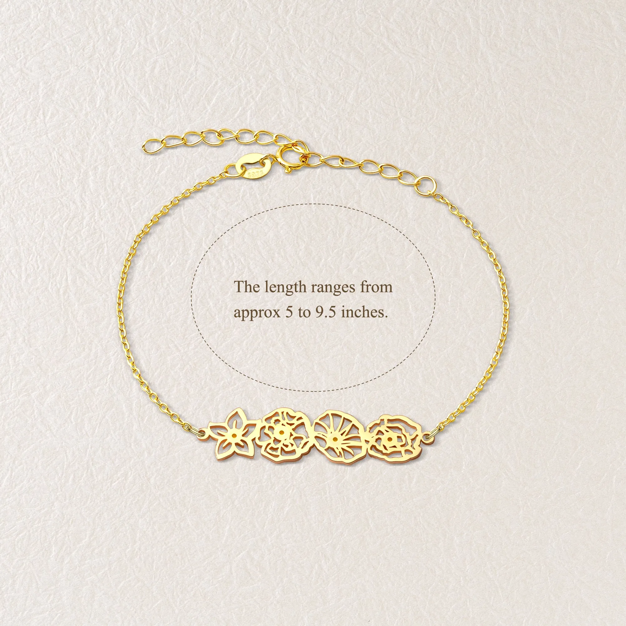 Custom Birth Flower Connected Sterling Silver Bracelet sold by Anavia product image thumbnail 3