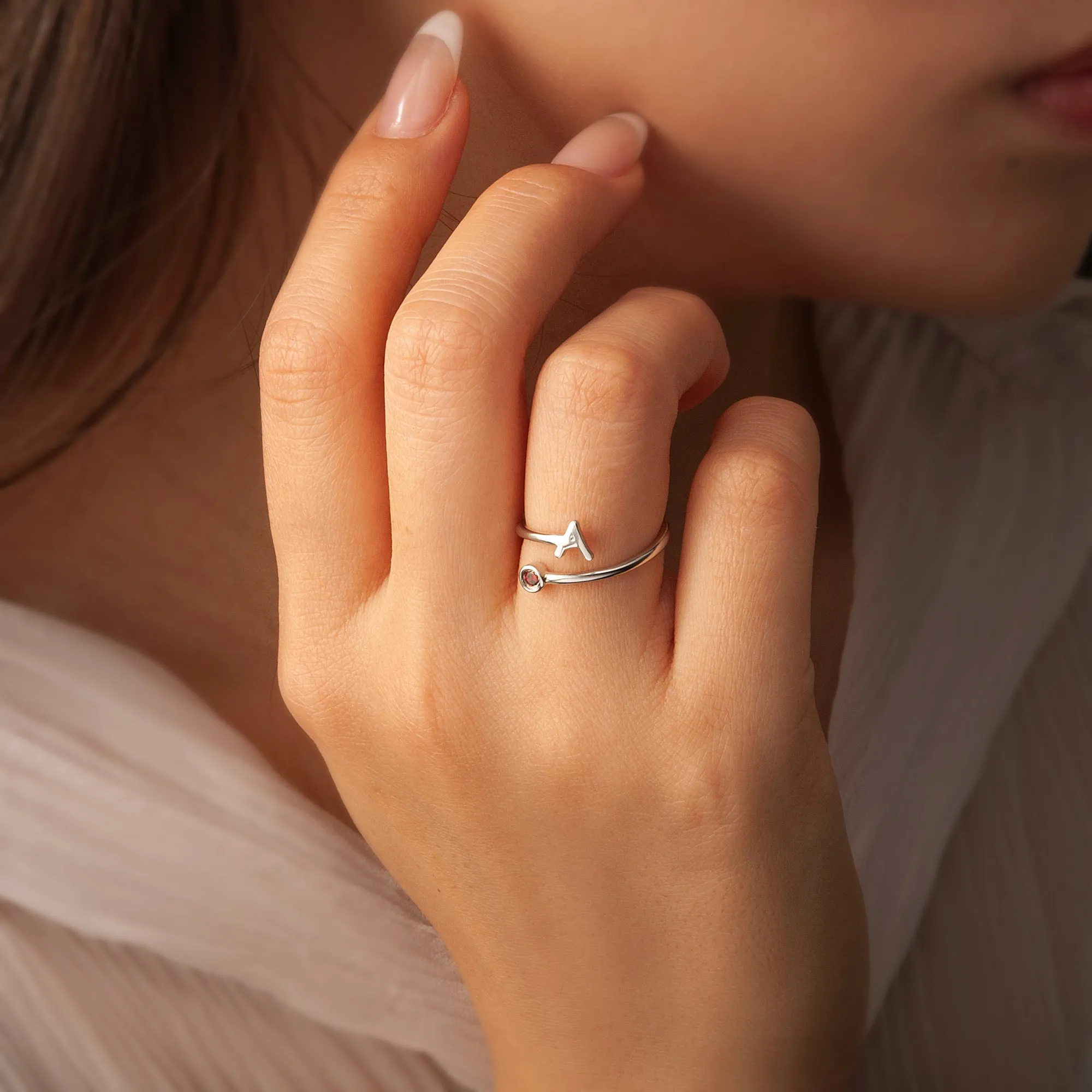 Sterling Silver Overlapping Birthstone Ring sold by Anavia product image thumbnail 5