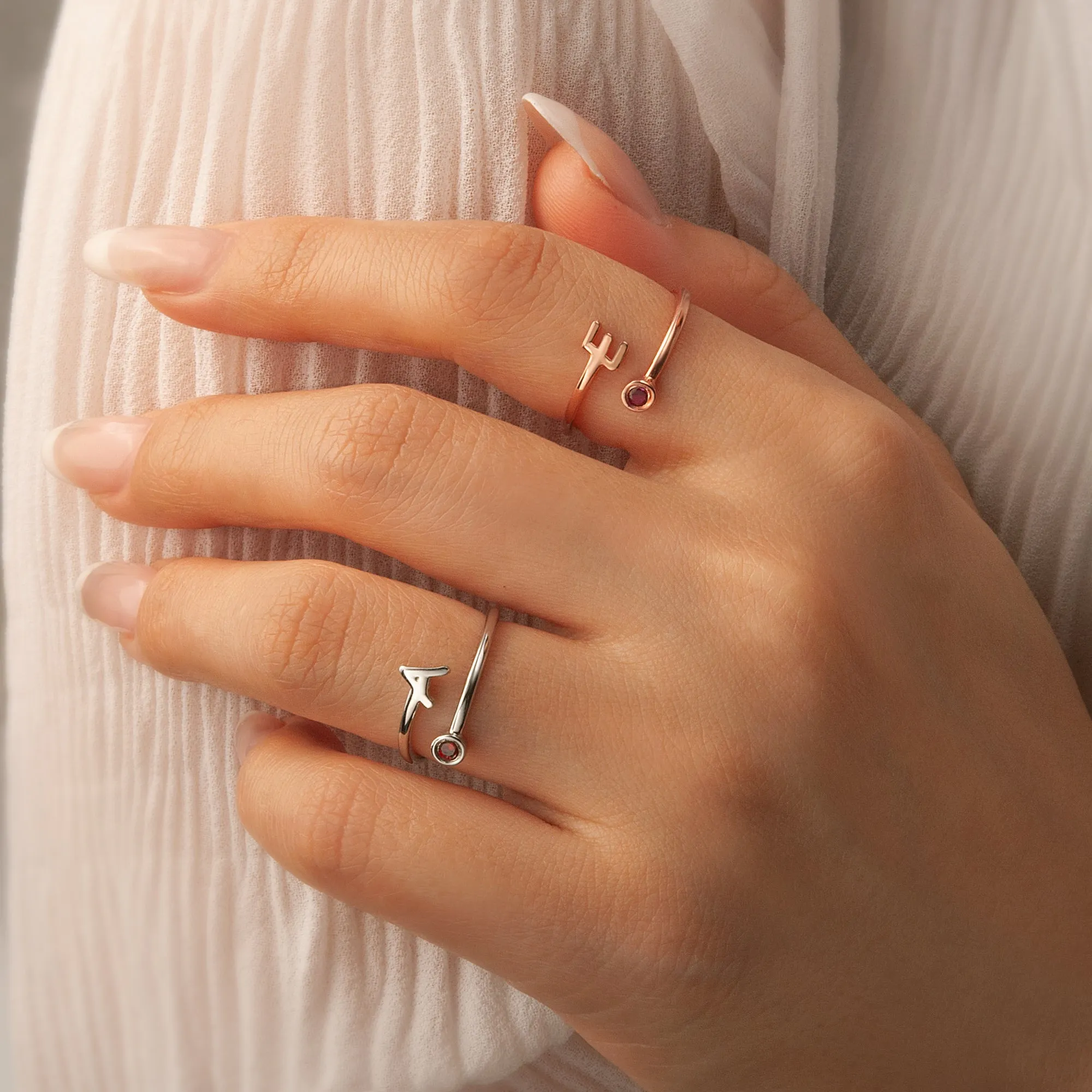 Sterling Silver Overlapping Birthstone Ring sold by Anavia product image thumbnail 2