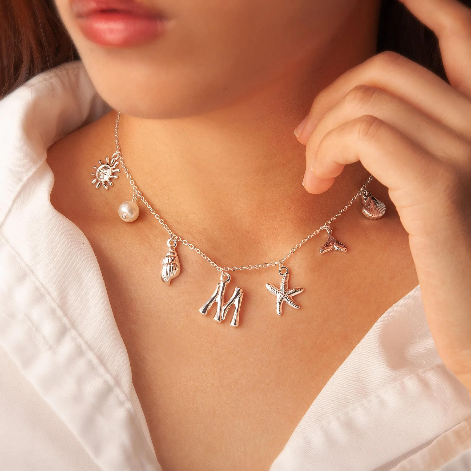 Ocean Elements Letter Necklace sold by Anavia