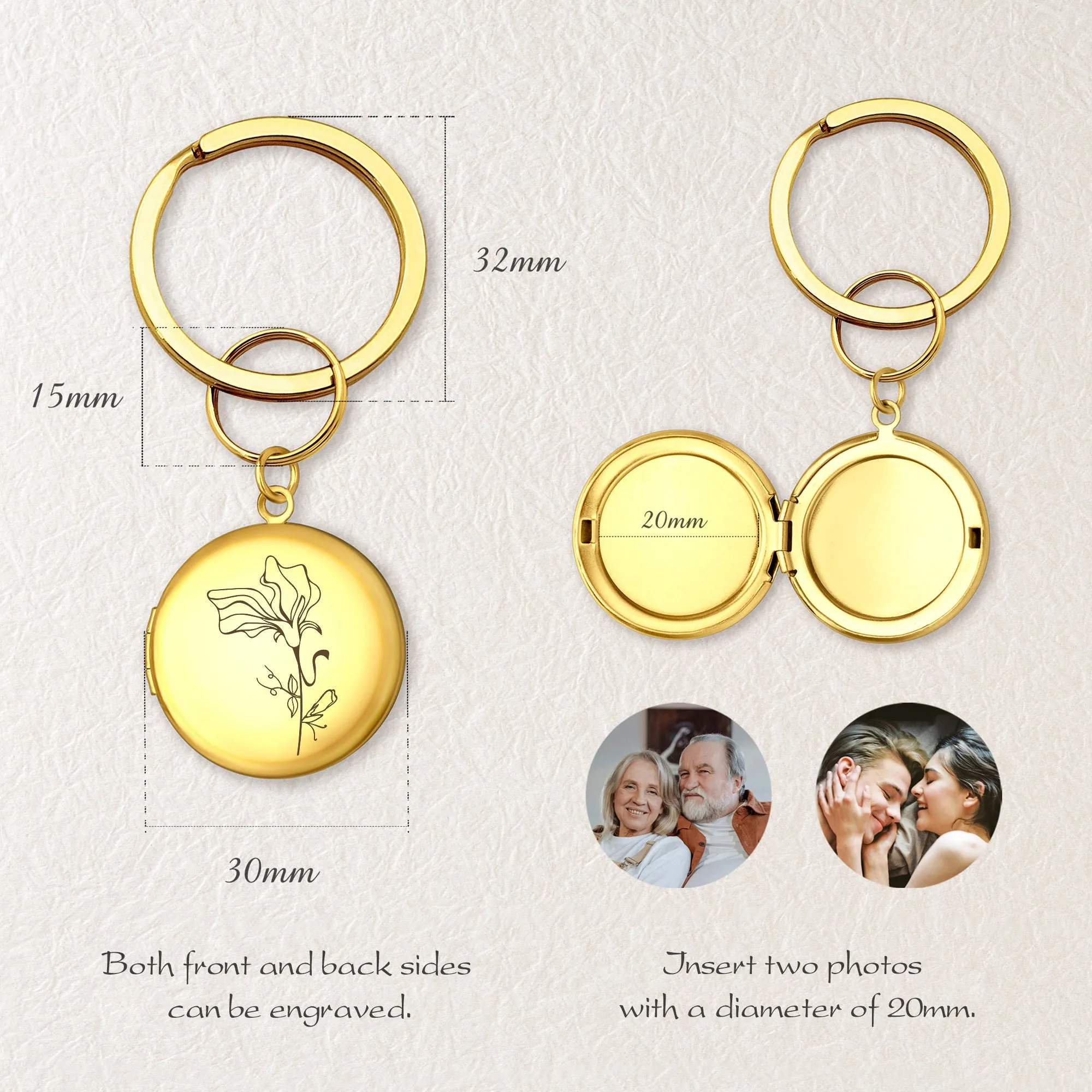 Custom Flower Photo Locket Key Chain sold by Anavia product image thumbnail 5