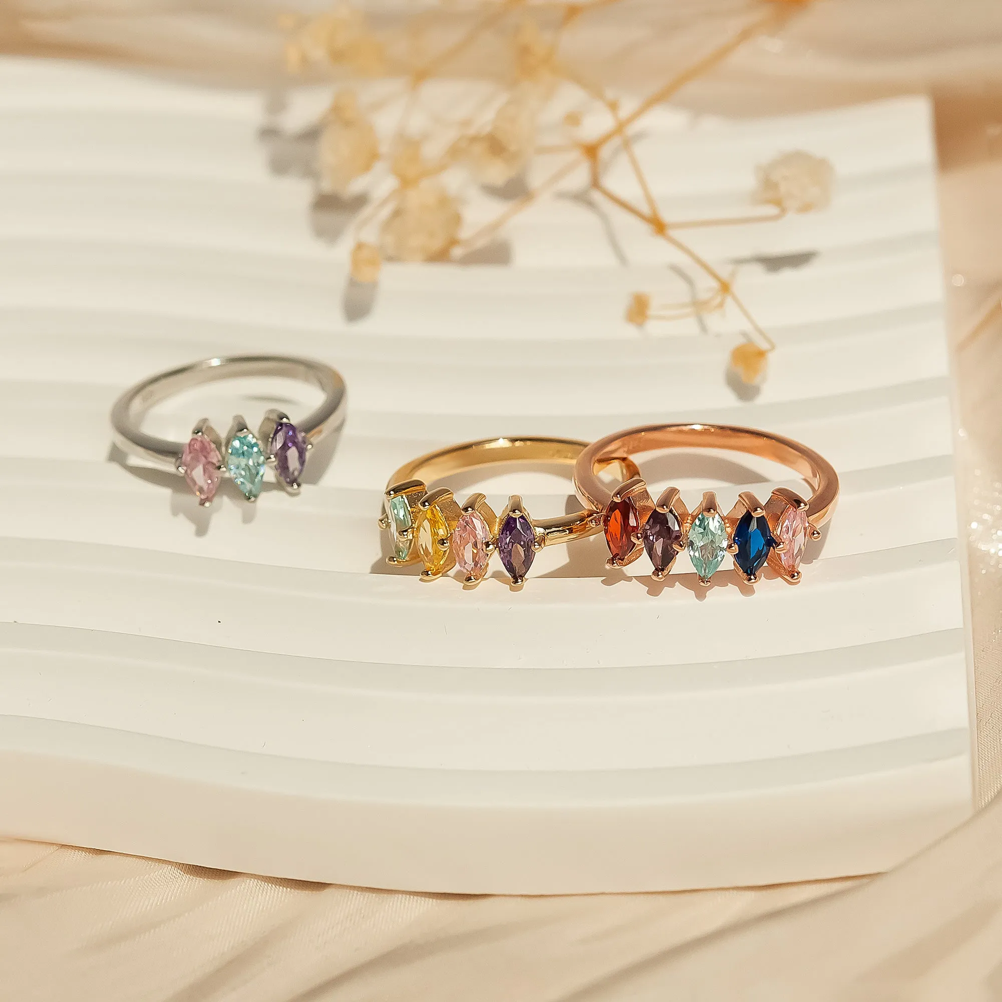 Custom Diamond Shaped Birthstone Ring sold by Anavia