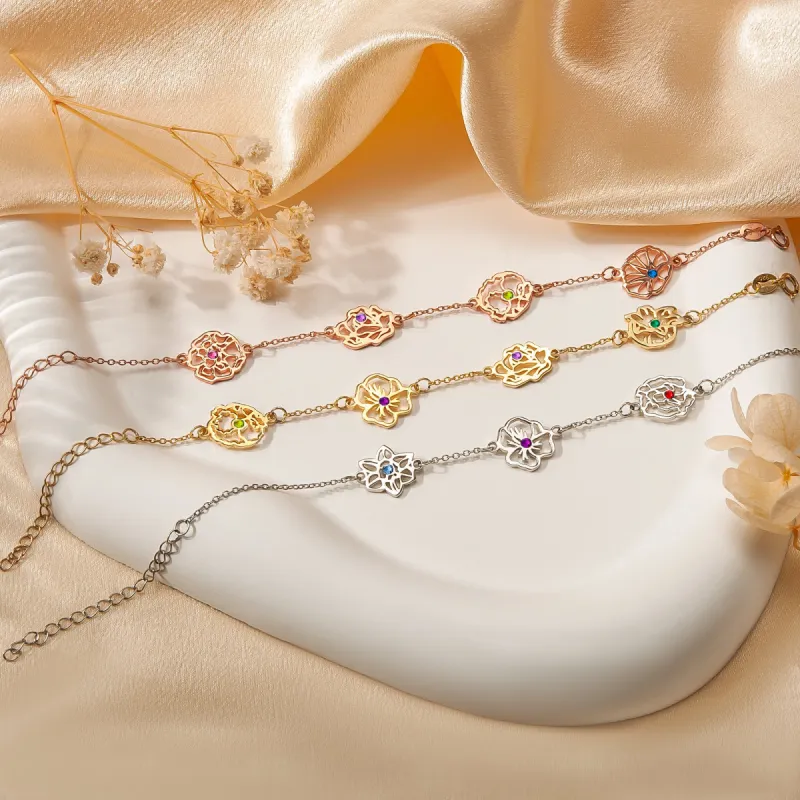 Birth Flower and Birthstone Bracelet sold by Anavia