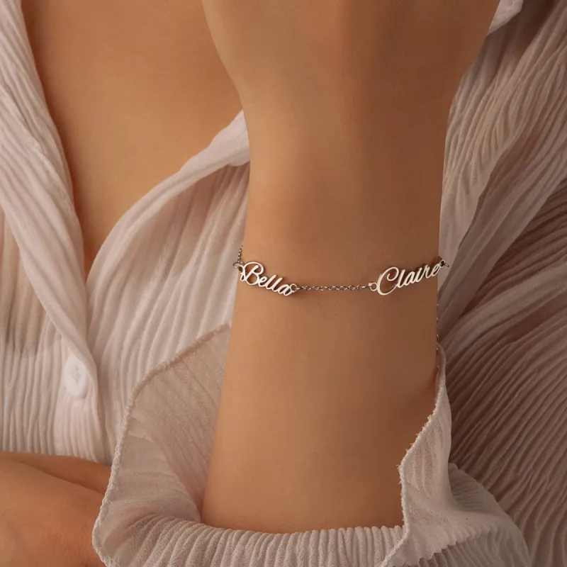 Personalized Multiple Name Sterling Silver Bracelet sold by Anavia