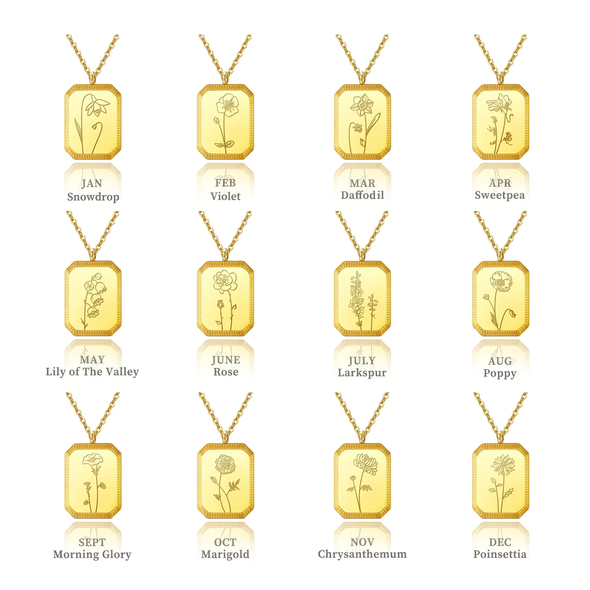 18K Gold Plated Birth Month Flower Necklace sold by Anavia product image thumbnail 3