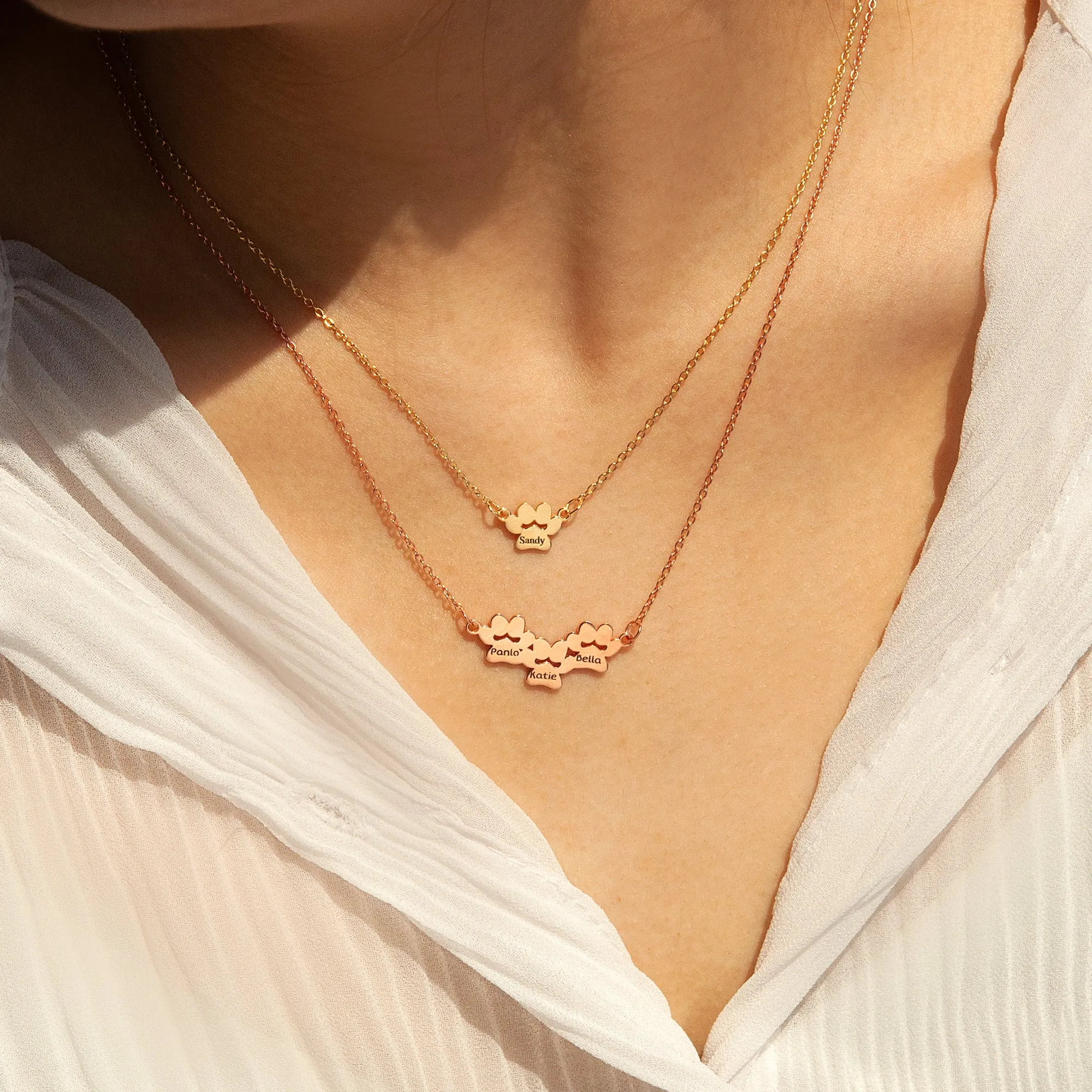 Personalized Horizontal Paw Print Charm Necklace sold by Anavia product image thumbnail 2