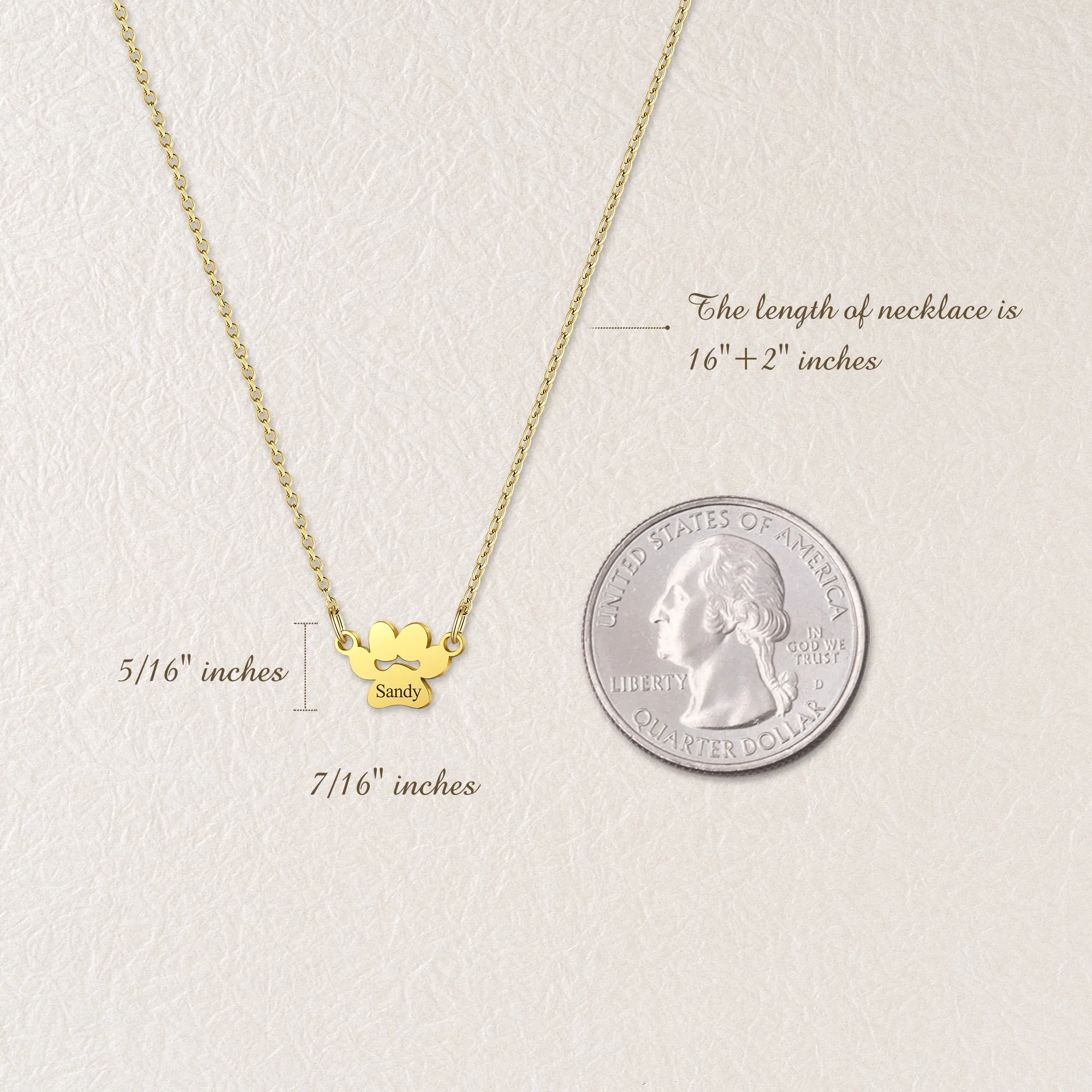 Personalized Horizontal Paw Print Charm Necklace sold by Anavia product image thumbnail 4