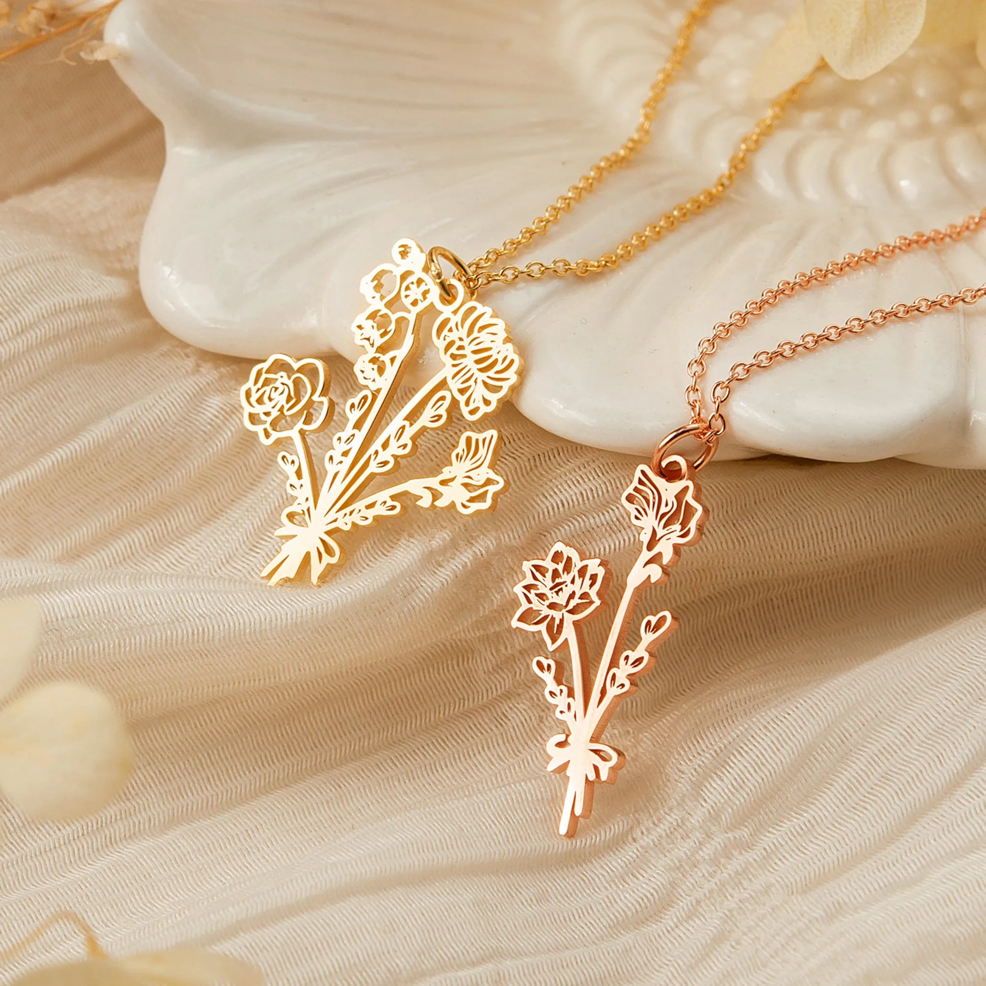 Birth Flower Bouquet Necklace sold by Anavia product image thumbnail 5