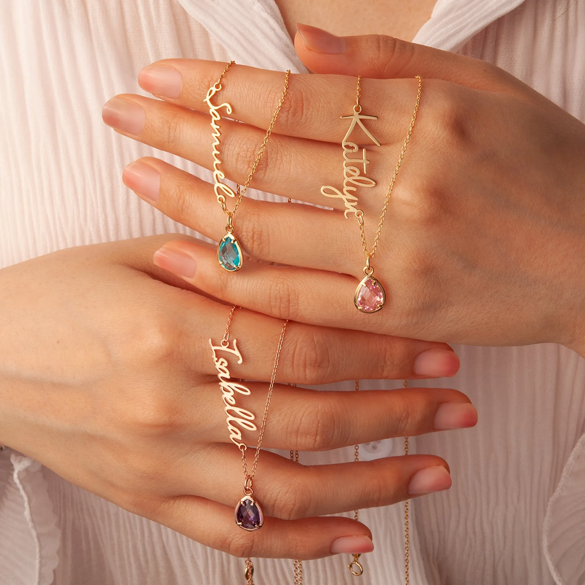 Personalized Name Necklace with Birthstone Charm sold by Anavia product image thumbnail 3