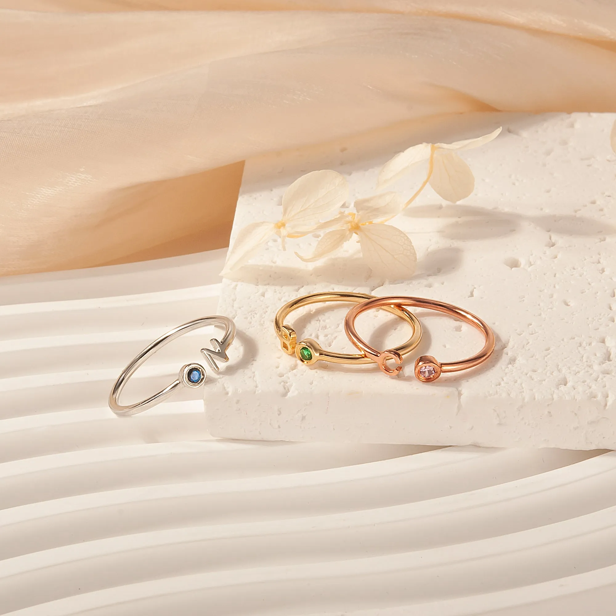 Parallel Initial Birthstone Ring sold by Anavia