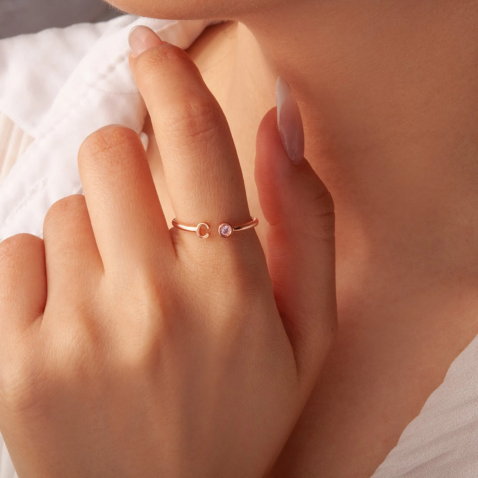 Parallel Initial Birthstone Ring sold by Anavia product image thumbnail 2