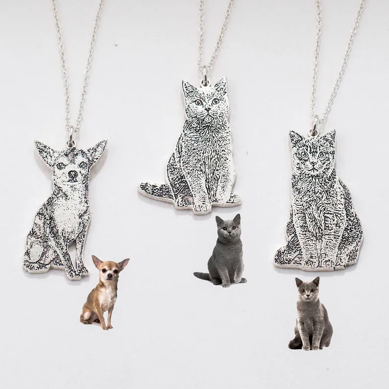 Pet Portrait Sterling Silver Necklace sold by Anavia