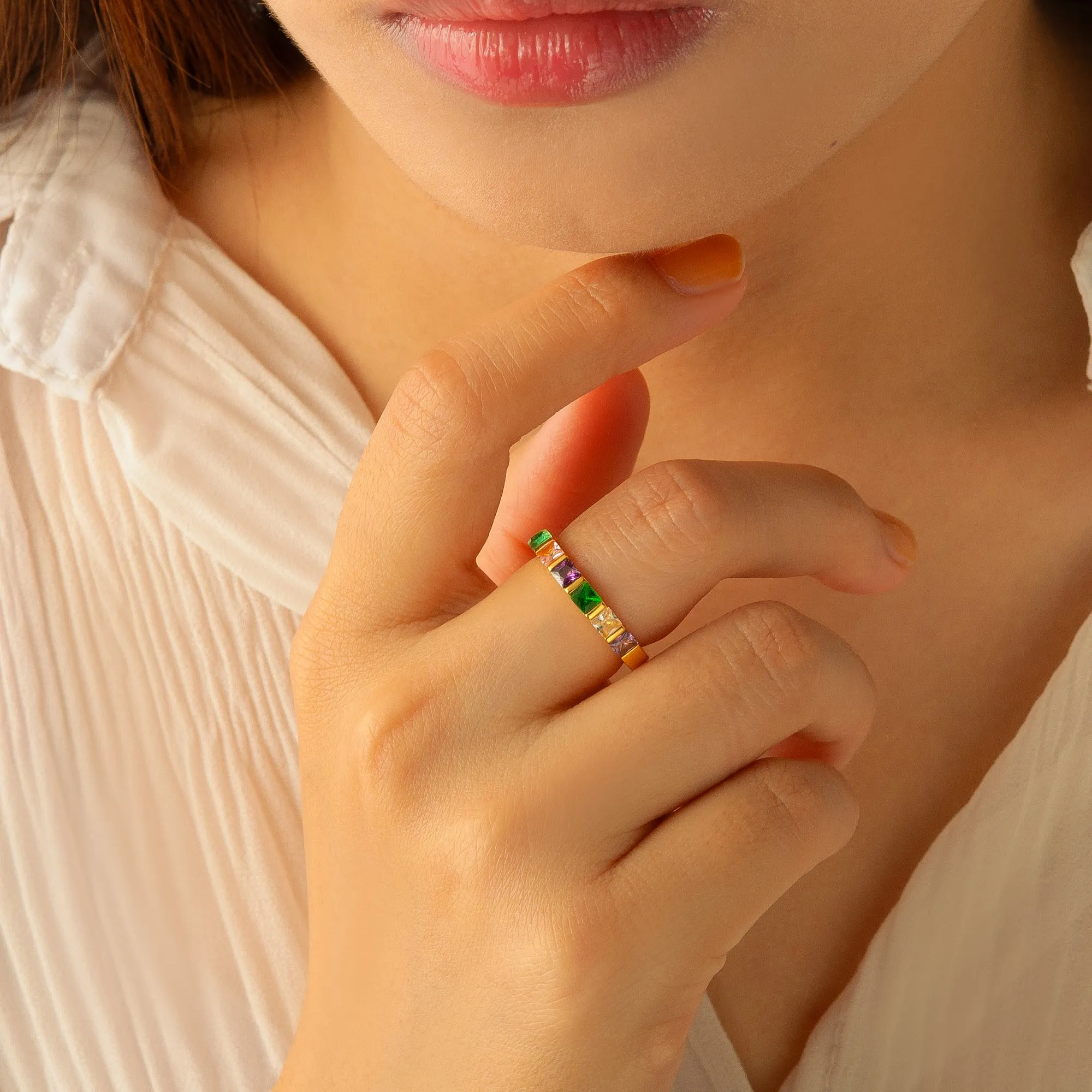 Personalized Wide Band Baguette Birthstone Ring sold by Anavia