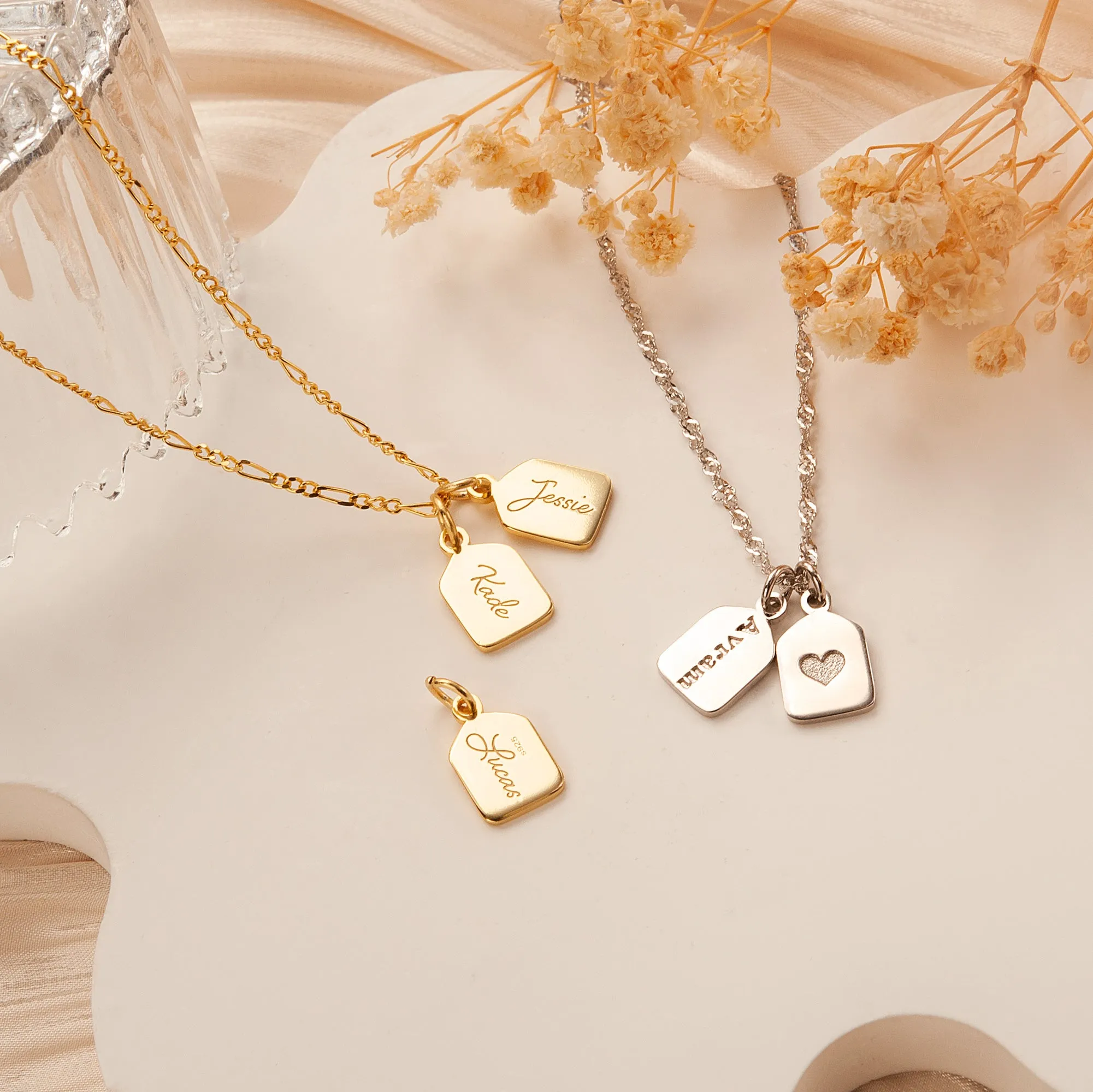 Custom Name Mini Tag Sterling Silver Bar Necklace sold by Anavia