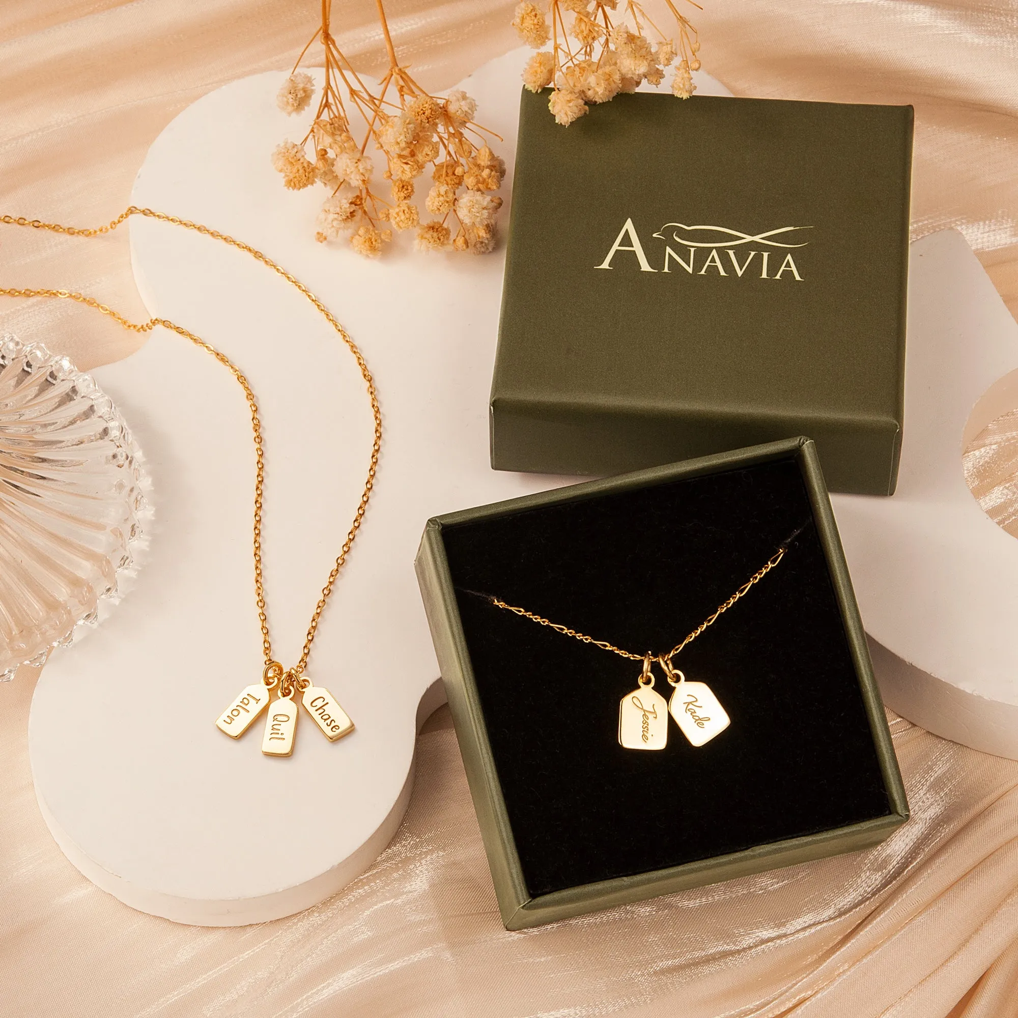 Name Mini Tag Brass Bar Necklace sold by Anavia product image thumbnail 3