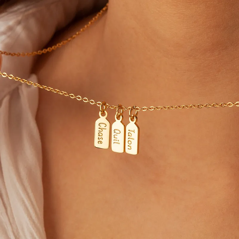Name Mini Tag Brass Bar Necklace sold by Anavia