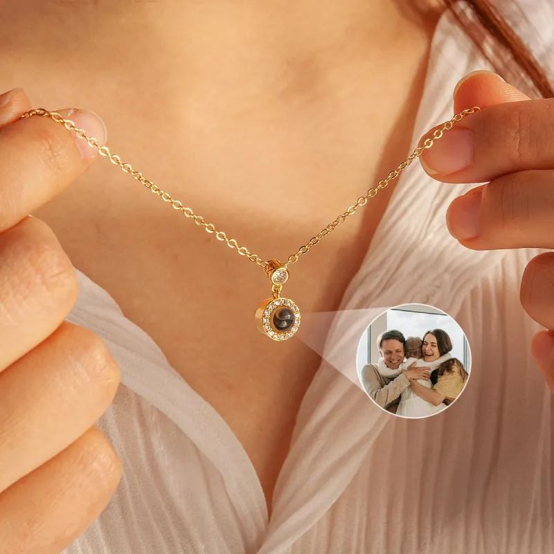 Round Photo Projection Necklace sold by Anavia