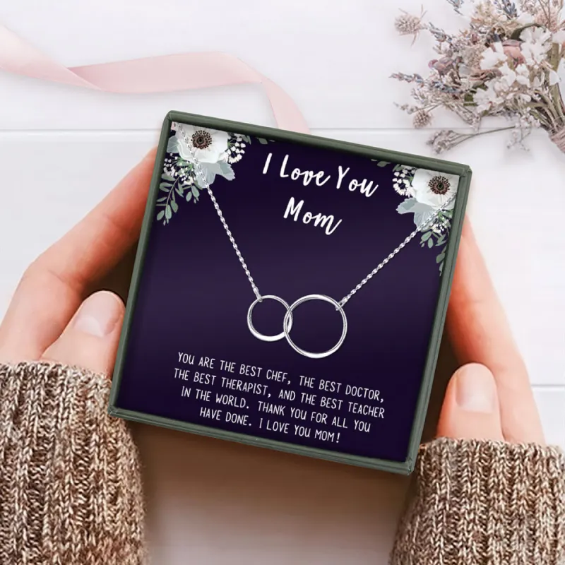 I Love You Mom Double Infinity Ring Necklace Gift Set sold by Anavia