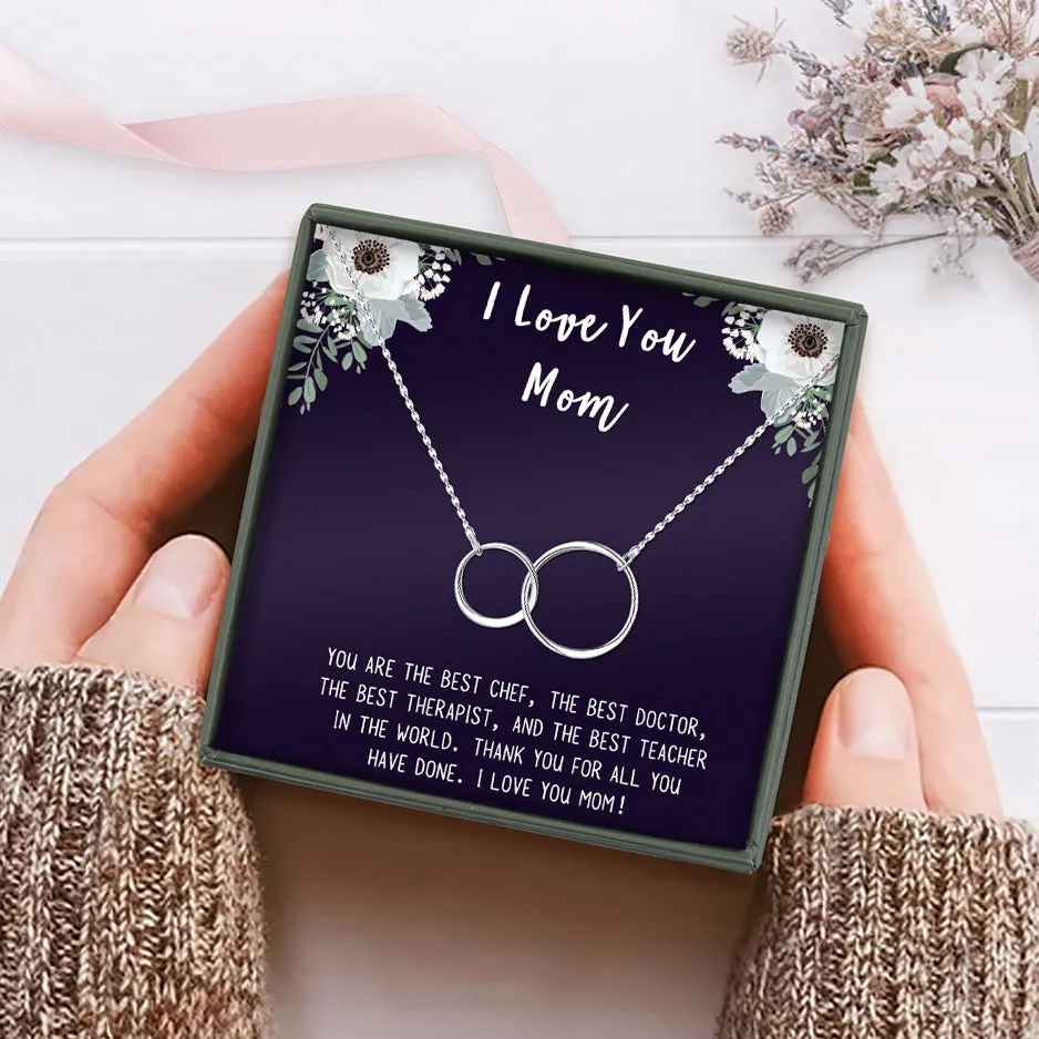 I Love You Mom Double Infinity Ring Necklace Gift Set sold by Anavia