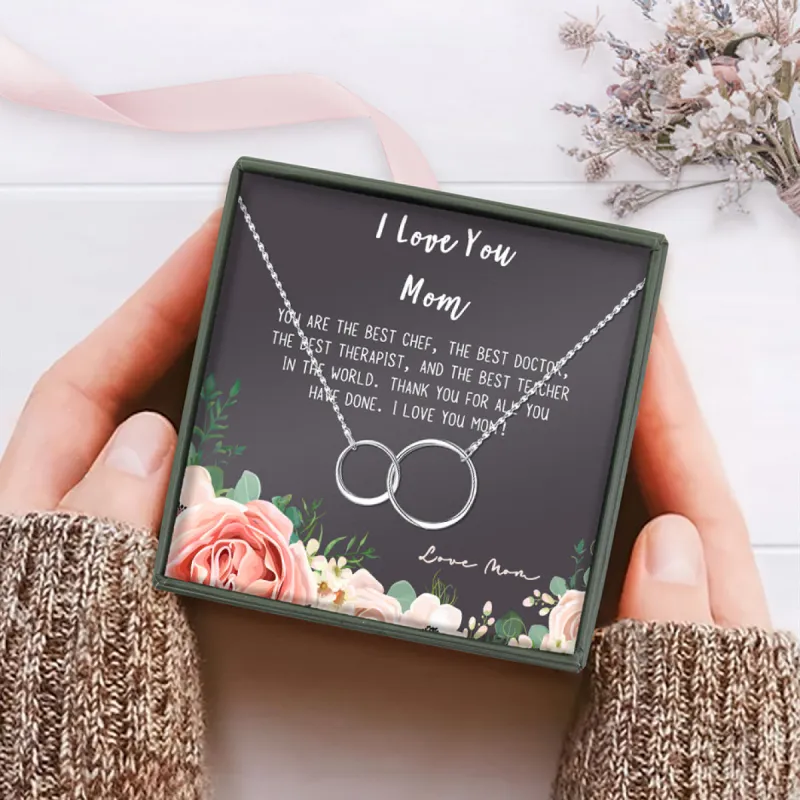 I Love You Mom Double Infinity Ring Necklace Gift Set sold by Anavia
