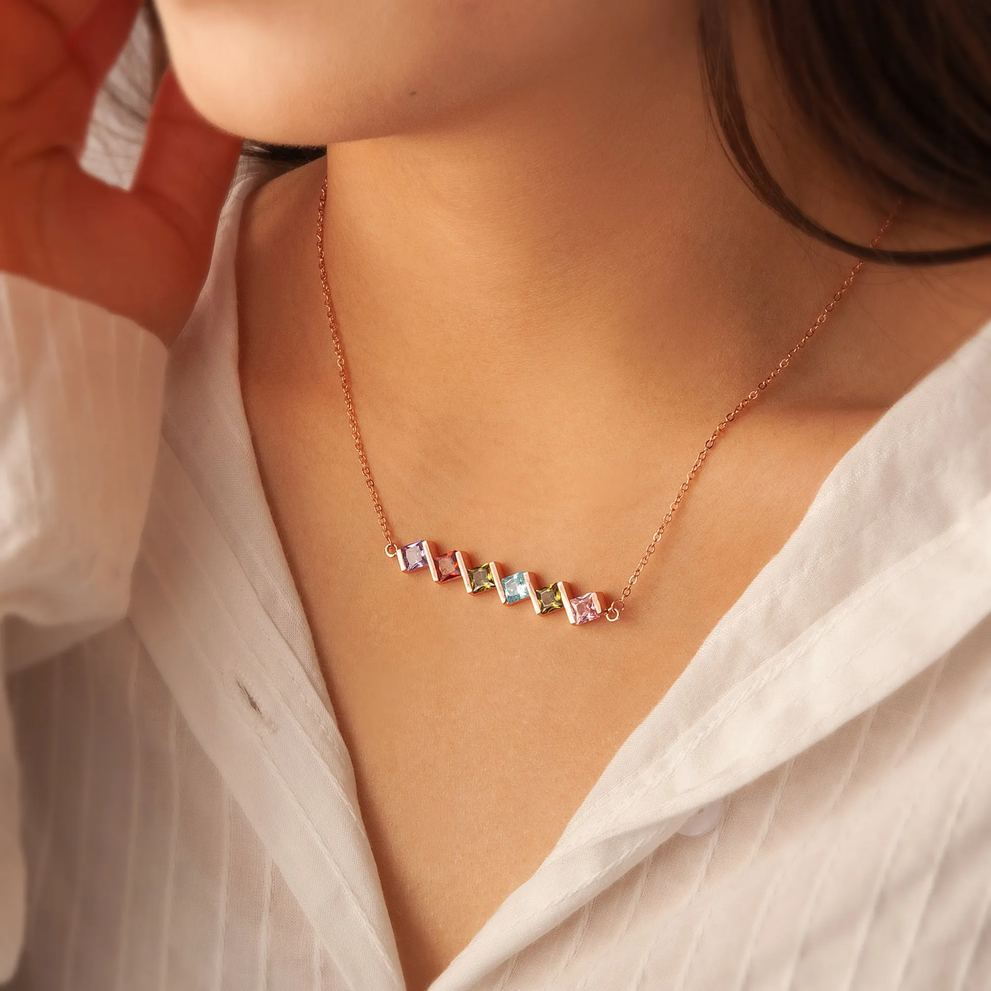 Square Birthstone Necklace sold by Anavia