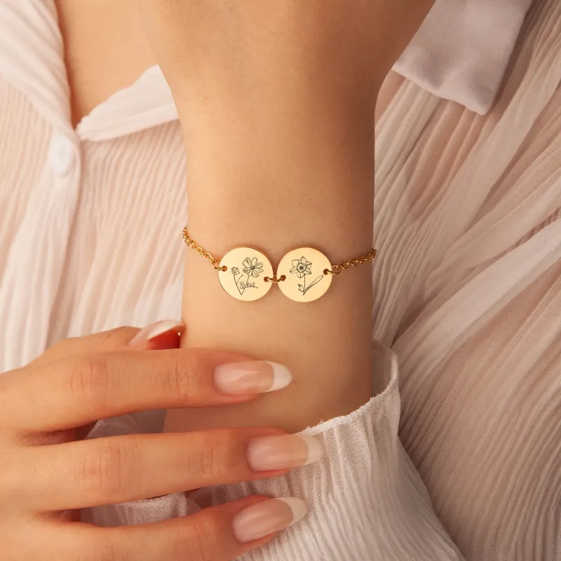 Personalized Flower Charm Bracelet sold by Anavia